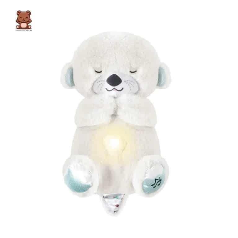 Doudou loutre qui respire blanc avec sa veilleuse