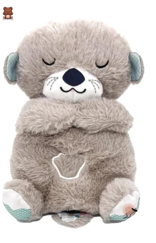 Doudou loutre qui respire gris taupe