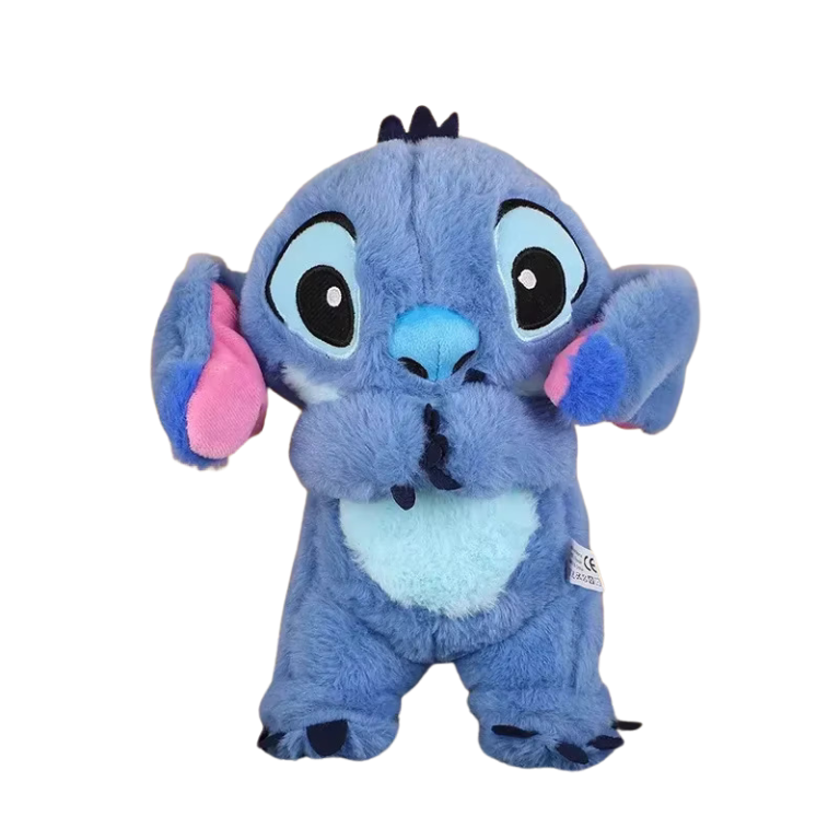 Peluche Stitch qui respire bleue vue de face, coloris classique