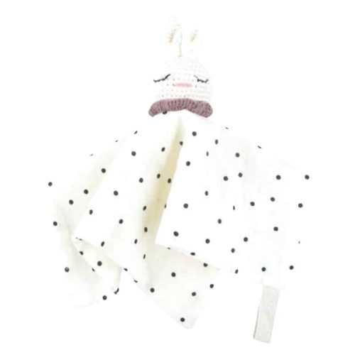 doudou lapin plat blanc a point 12