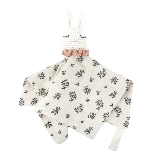 doudou lapin plat blanc bleu 6