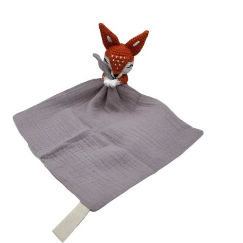 doudou renard au crochet mauve 6
