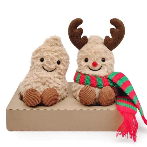 Cacahuètes Jellycat élan et Noël dans leur boîte