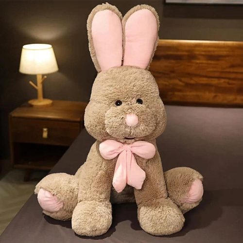 peluche lapin geant gris 50cm 8