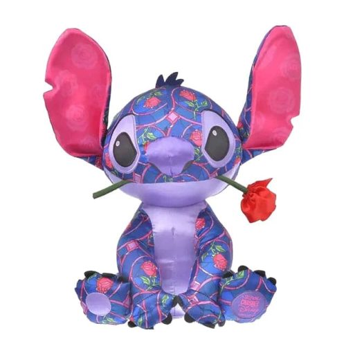 peluche violette stitch avec une rose rouge dans la bouche 3