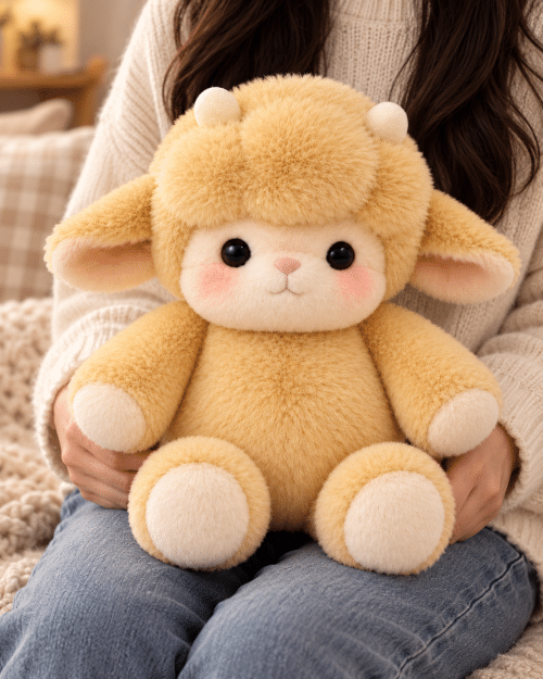 Peluche mouton jaune qui court