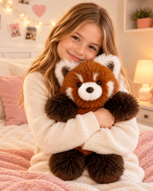 Peluche panda roux qui court