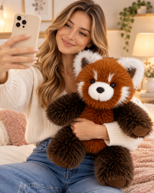 Peluche panda roux qui court quand on l'agite