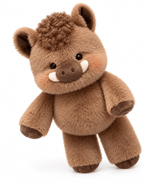 Peluche sanglier marron qui court