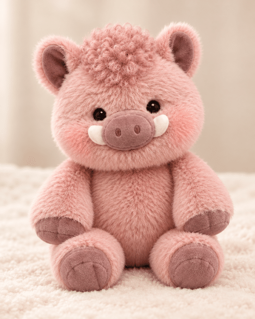Peluche sanglier rose qui court