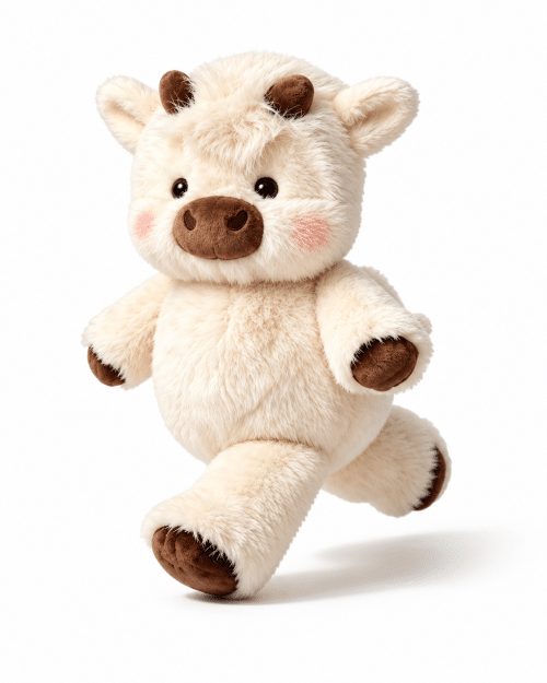 Peluche vache qui court quand on l'agite