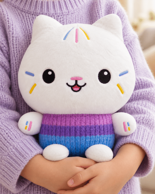 Peluche P'tichou Gabby de 23 cm dans les bras d'un enfant